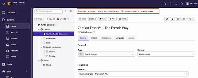 TYPO3 14 New Breadcrumb