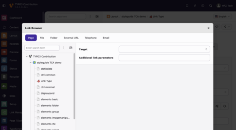 TYPO3 14 Link doktype wizard