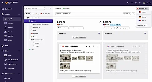 TYPO3 14 Language Selection Layout Module