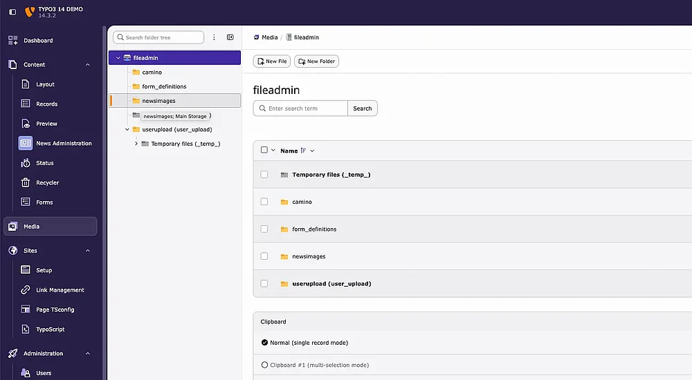 TYPO3 14 Custom Labels and Visual Cues in the File Storage Tree