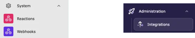 TYPO3 14 Integrations contains Reactions and Webhooks